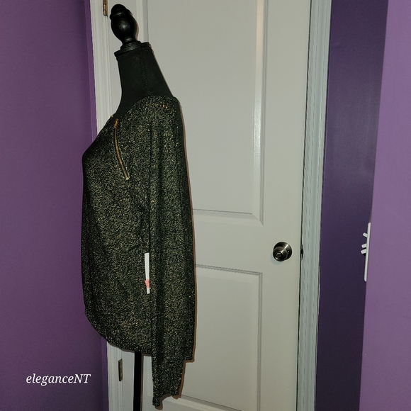 Bisou Bisou Gold / Black Sparkle L/S sweater Sz: L NWT - Picture 5 of 6